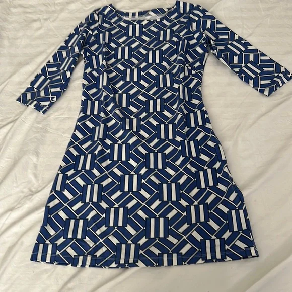 Mahi Gold Boat Neck Dress | Color: Blue/White | Size: S | Jfarn46's Closet